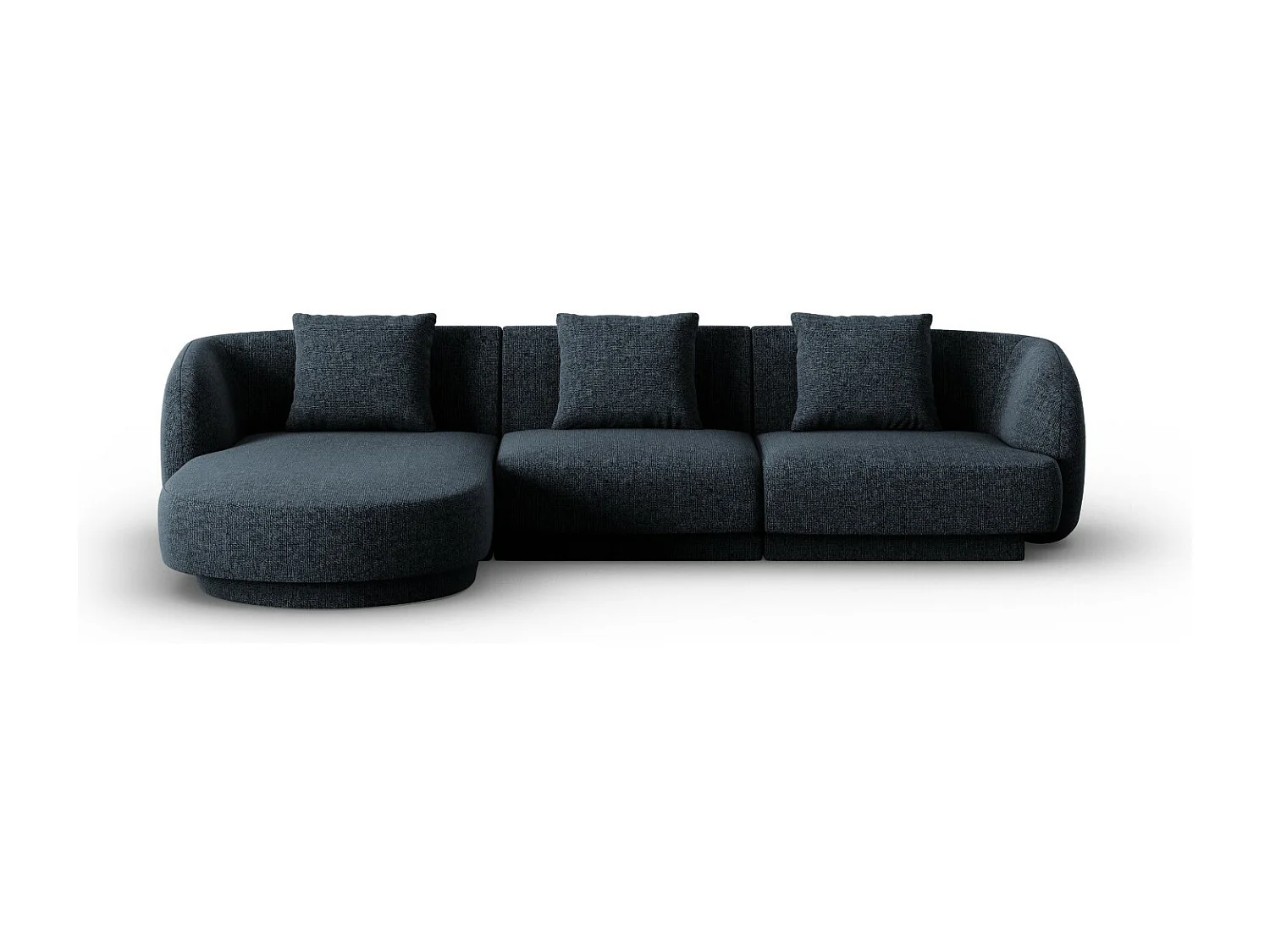 Cosmopolitan Design - Sofá de canto esquerdo "Tulum" 4 lugares em tecido chenille azul real - 255x156x70cm