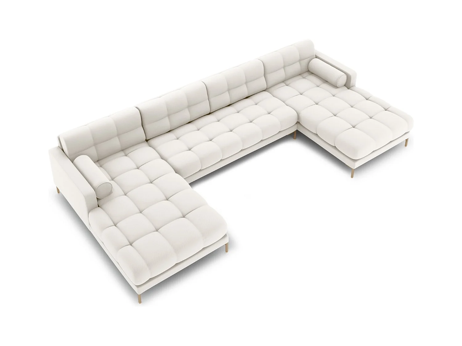 Cosmopolitan Design - Canapé panoramique "Bali" 7 places en tissu structurel beige clair - 383x185x75cm