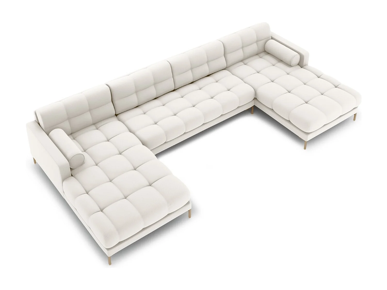 Cosmopolitan Design - Sofa panoramiczna, "Bali" 7 miejsc tkanina strukturalna, beż jasny - 383x185x75cm