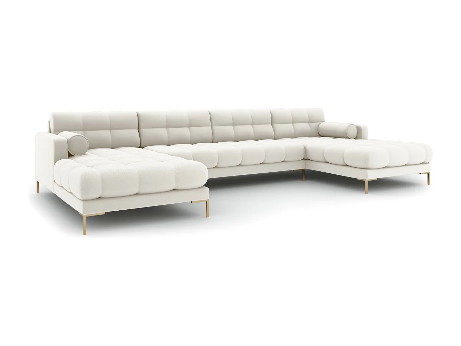 Cosmopolitan Design - Sofa panoramiczna, "Bali" 7 miejsc tkanina strukturalna, beż jasny - 383x185x75cm