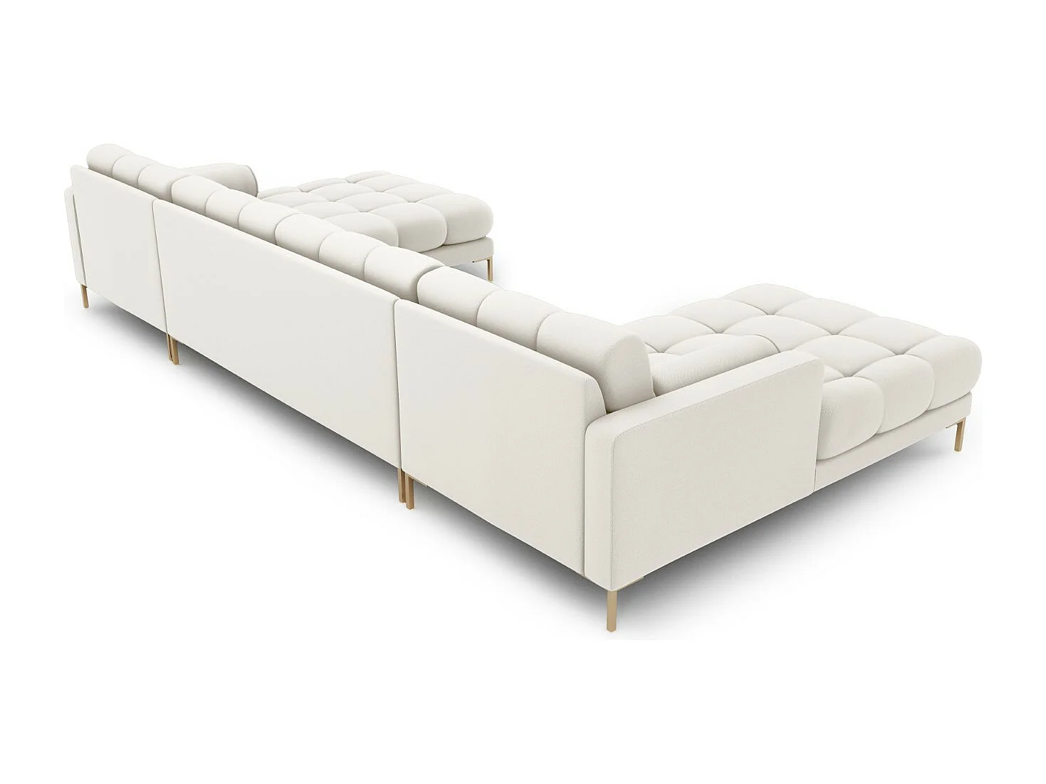 Cosmopolitan Design - Sofa panoramiczna, "Bali" 7 miejsc tkanina strukturalna, beż jasny - 383x185x75cm
