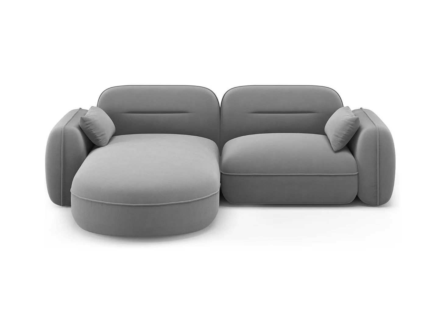 Cosmopolitan Design - Modulaire hoekbank links "Sydney" 3 zitplaatsen, Flueel, Lichtgrijs - 230x165x70cm