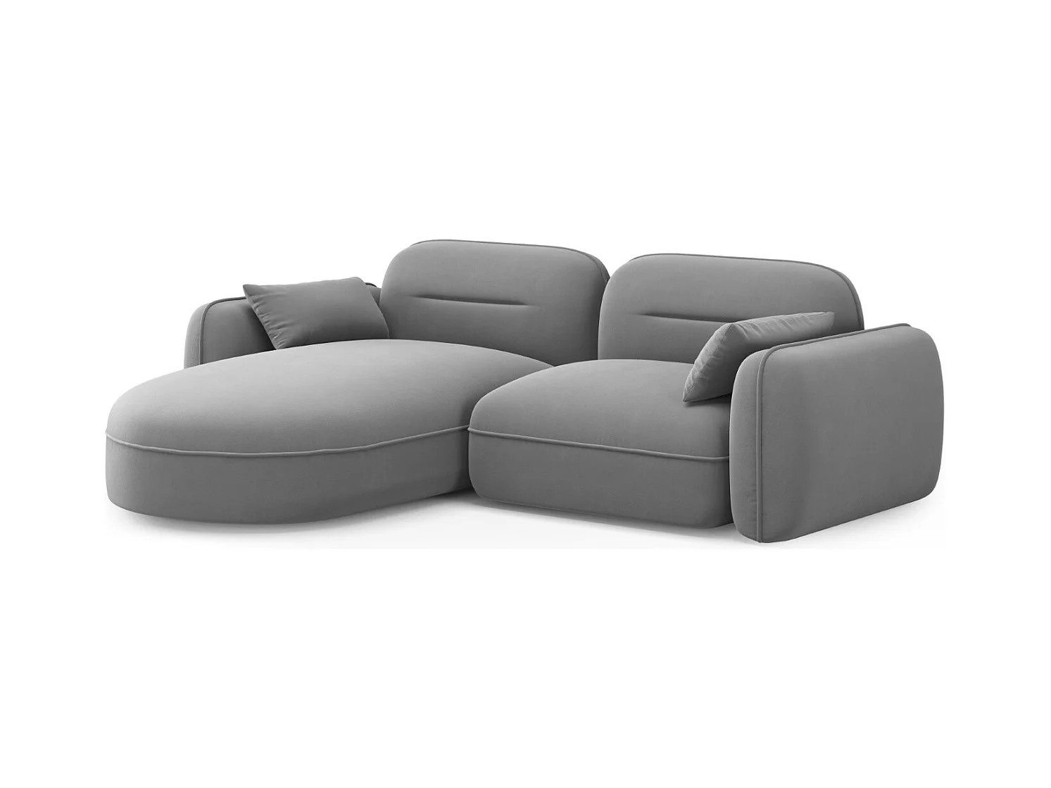 Cosmopolitan Design - Canapé d'angle gauche modulable "Sydney" 3 places en velours gris clair - 230x165x70cm