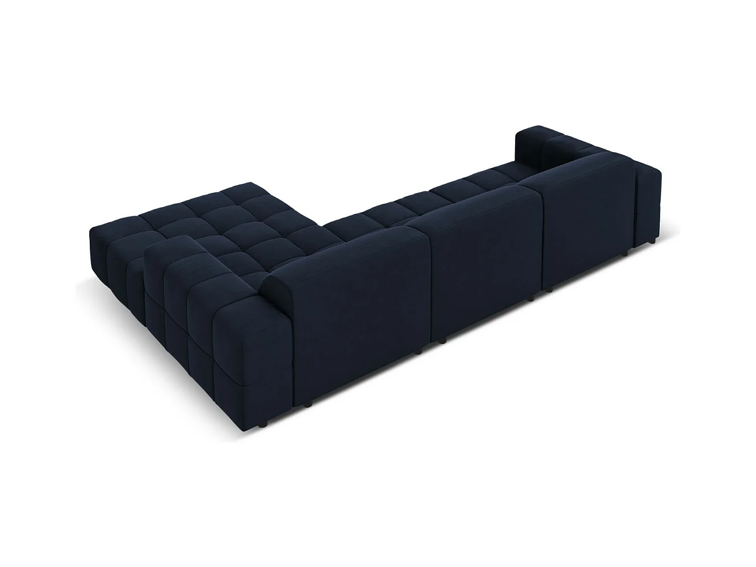 CXL by Christian Lacroix - Canapé d'angle droit "Luc" 4 places en velours bleu foncé - 284x166x70cm