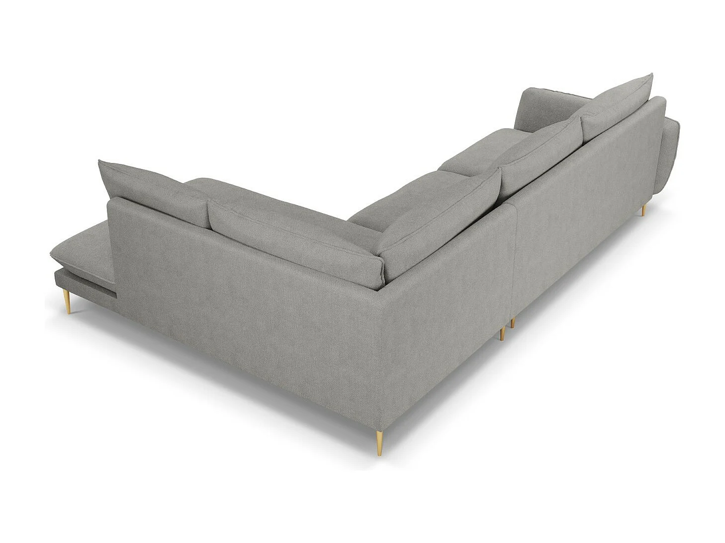 Cosmopolitan Design - Sofá de canto direito "Vienna" 6 lugares em tecido estrutural cinza claro - 275x185x95cm