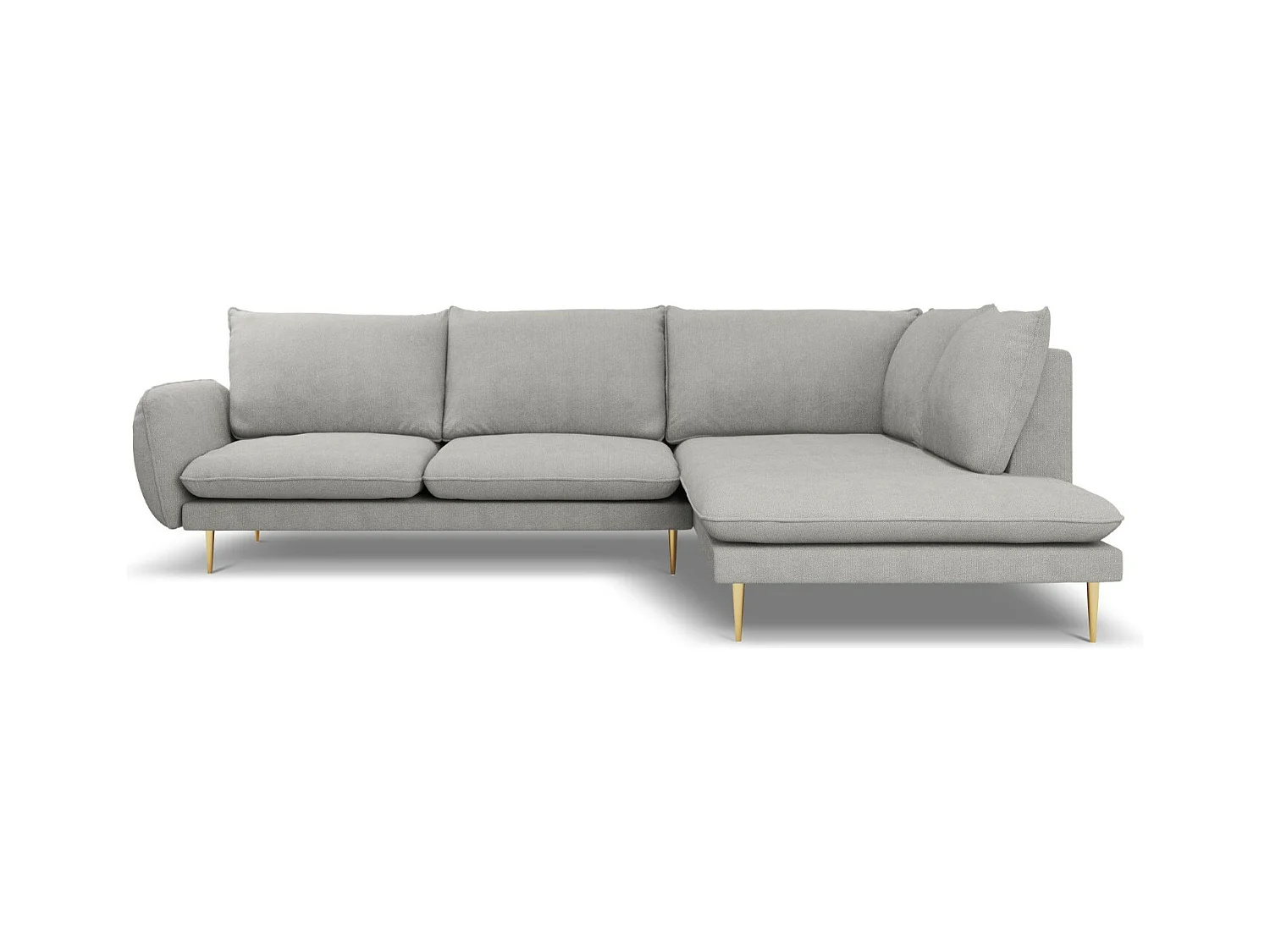 Cosmopolitan Design - Sofá de canto direito "Vienna" 6 lugares em tecido estrutural cinza claro - 275x185x95cm