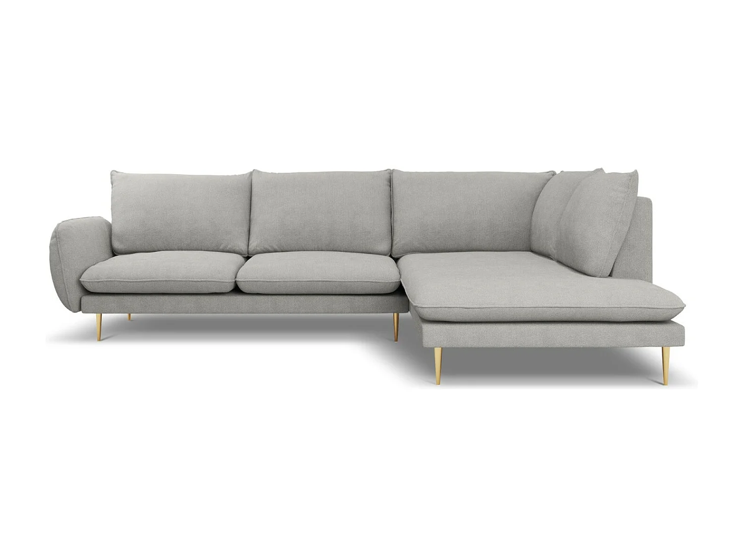 Cosmopolitan Design - Canapé d'angle droit "Vienna" 6 places en tissu structurel gris clair - 275x185x95cm