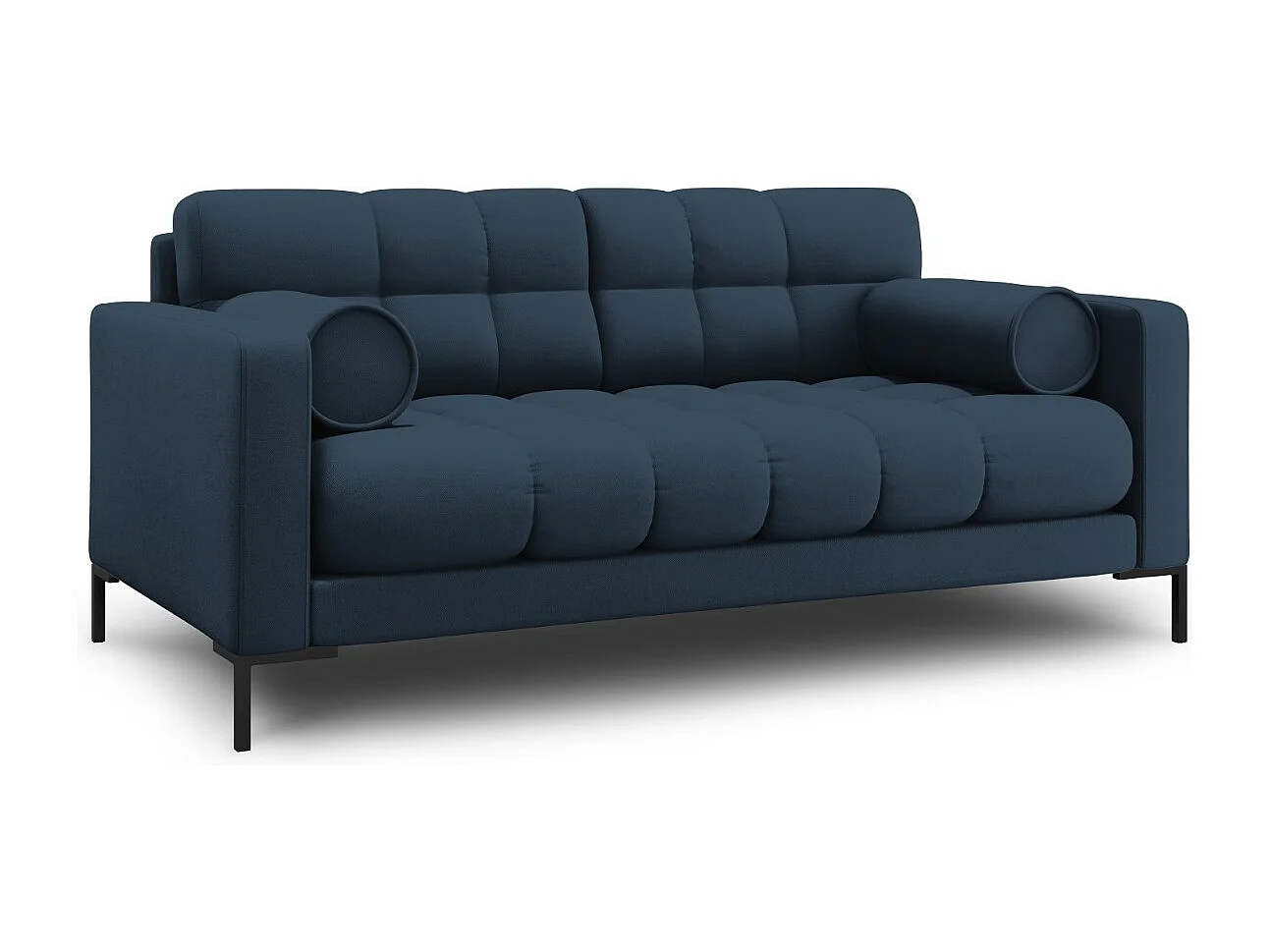Cosmopolitan Design - 2-Sitzer Sofa "Bali" aus strukturiertem Stoff blau - 152x92x75cm