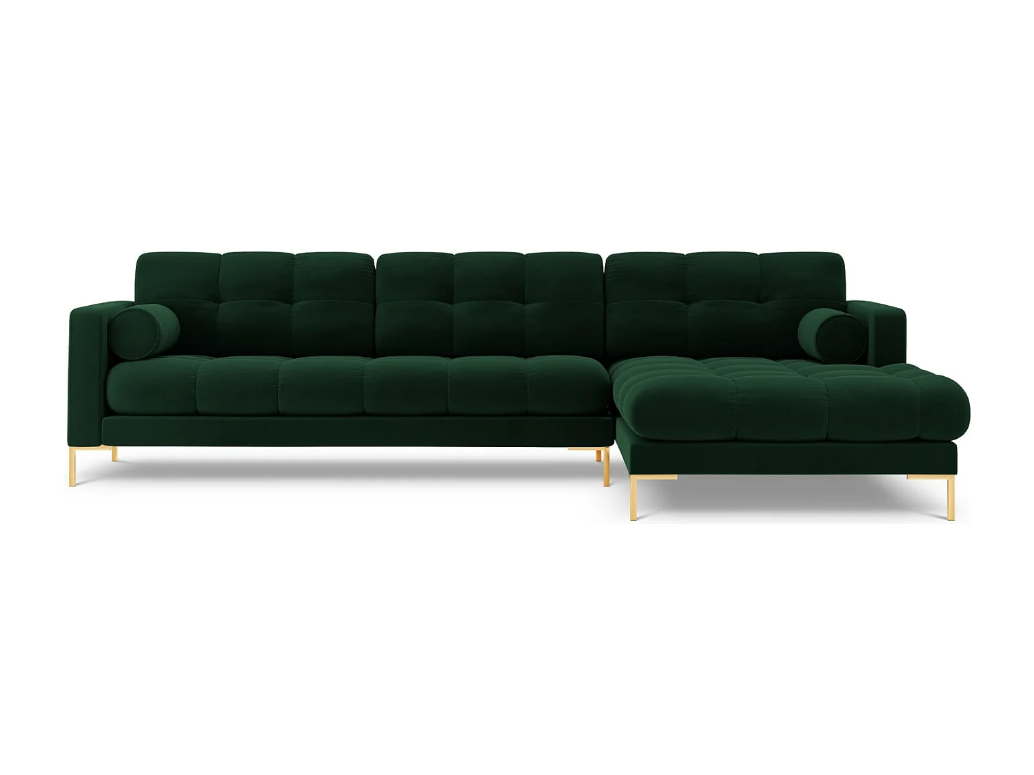 Cosmopolitan Design - 5-Sitzer Ecksofa rechts "Bali" aus Samt flaschengrün - 293x185x75cm