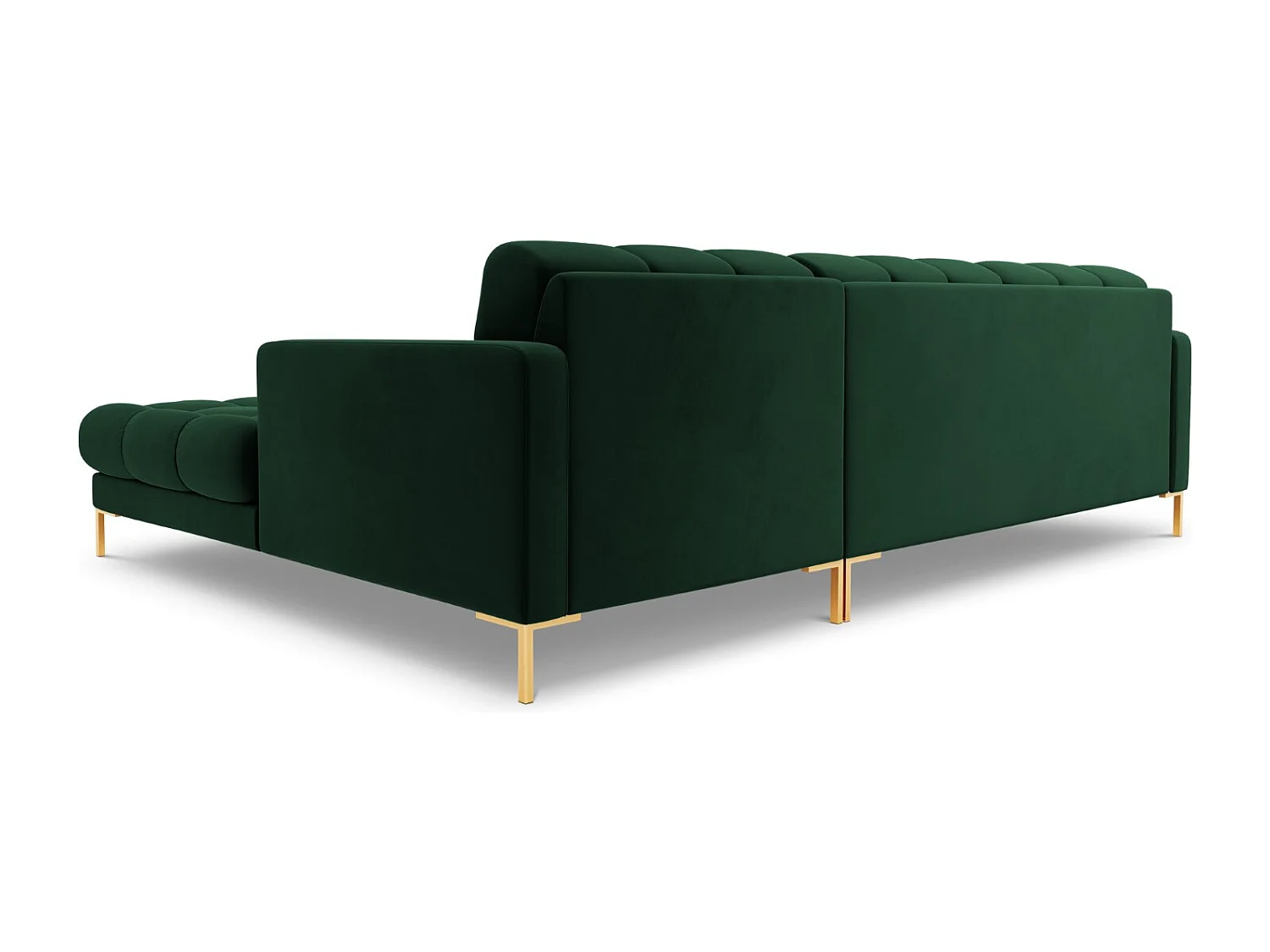 Cosmopolitan Design - 5-Sitzer Ecksofa rechts "Bali" aus Samt flaschengrün - 293x185x75cm