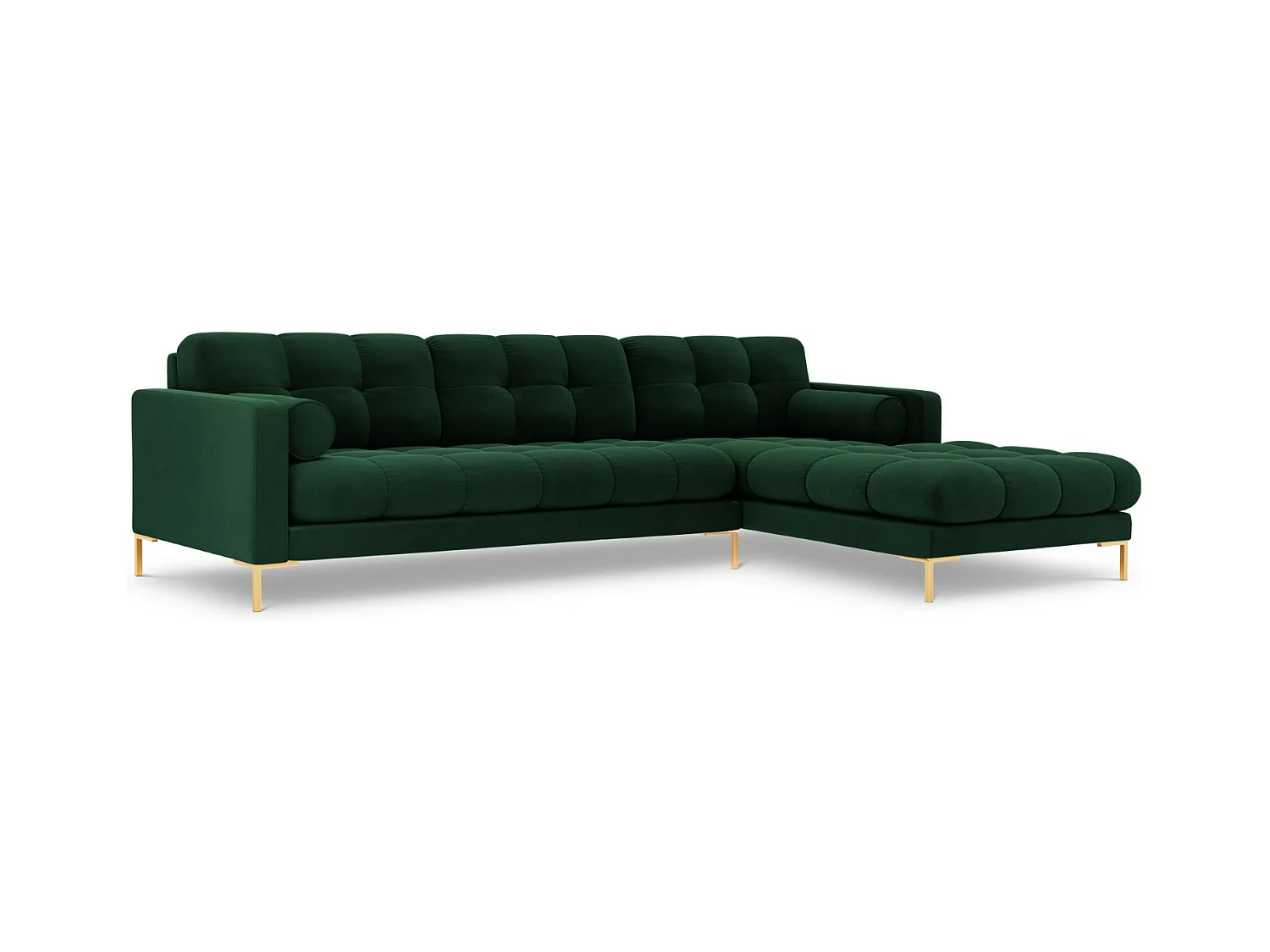 Cosmopolitan Design - Canapé d'angle droit "Bali" 5 places en velours vert bouteille - 293x185x75cm