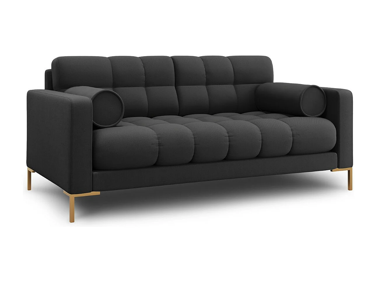 Cosmopolitan Design - Sofa, "Bali" 2 miejsca tkanina strukturalna, szary ciemny - 152x92x75cm