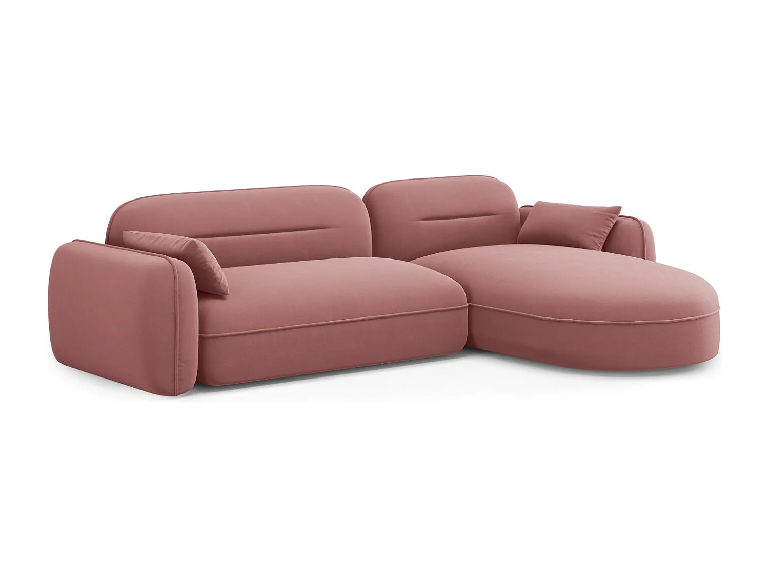 Cosmopolitan Design - Modulaire hoekbank rechts "Sydney" 4 zitplaatsen, Flueel, Zalm - 275x165x70cm