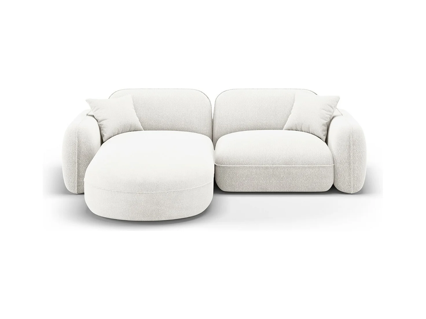 CXL by Christian Lacroix - Modulaire hoekbank links "Lucien" 3 zitplaatsen, Flueel, Ivoor - 230x165x70cm