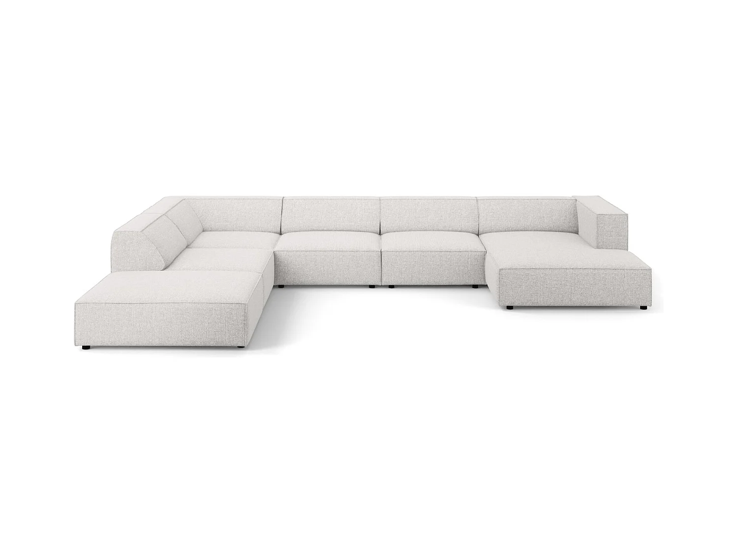 Cosmopolitan Design - Panoramische hoekbank links "Arendal" 7 zitplaatsen, Chenille, Lichtgrijs - 364x262x70cm