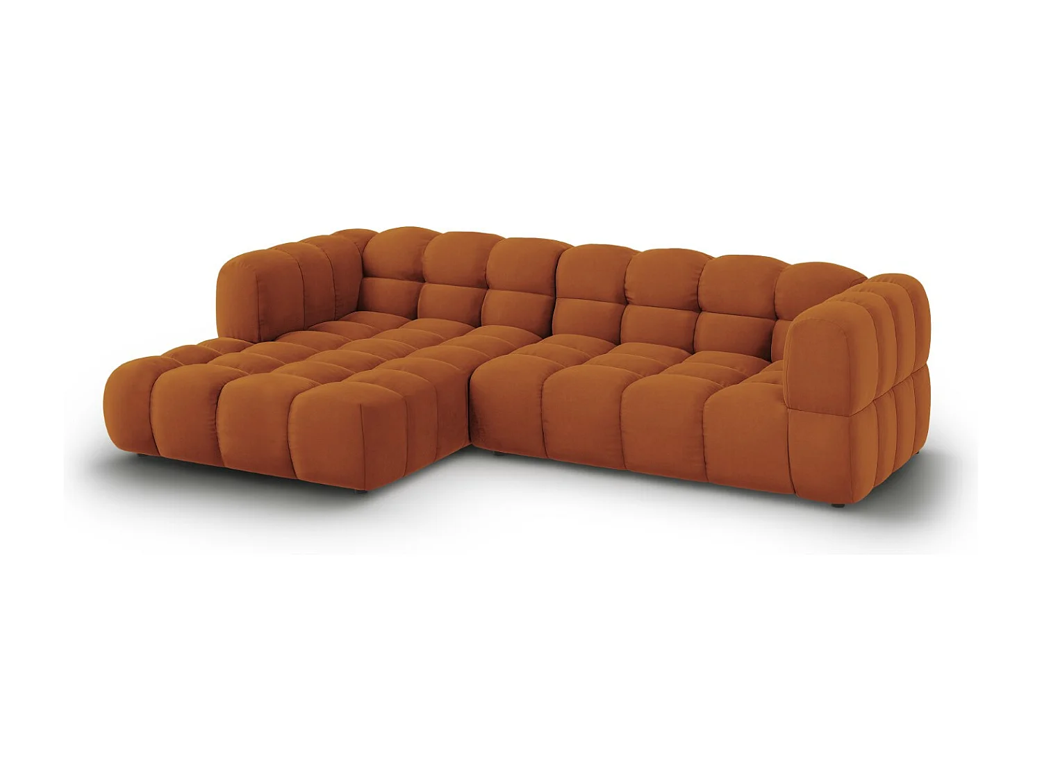 Cosmopolitan Design - Canapé d'angle gauche modulable "Sky" 4 places en velours terracotta - 272x162x75cm