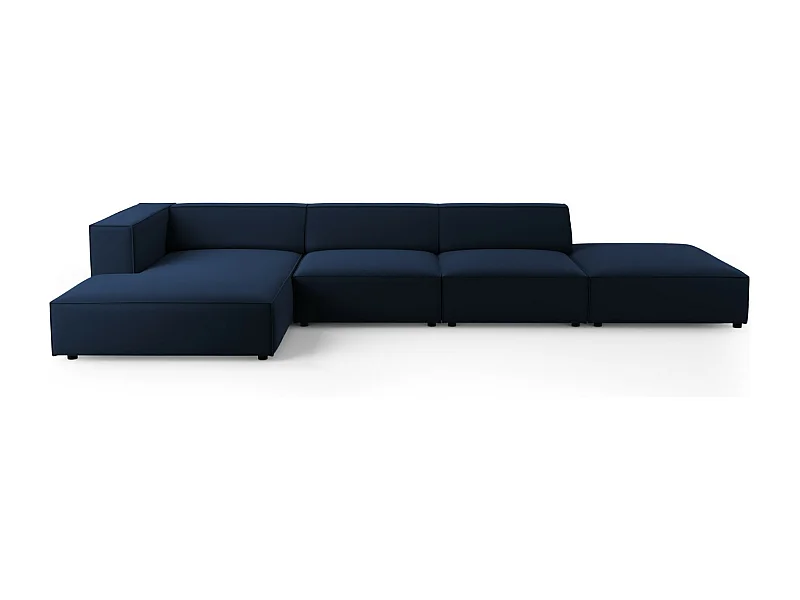 Cosmopolitan Design - Canapé d'angle gauche "Arendal" 5 places en velours bleu roi - 341x166x70cm