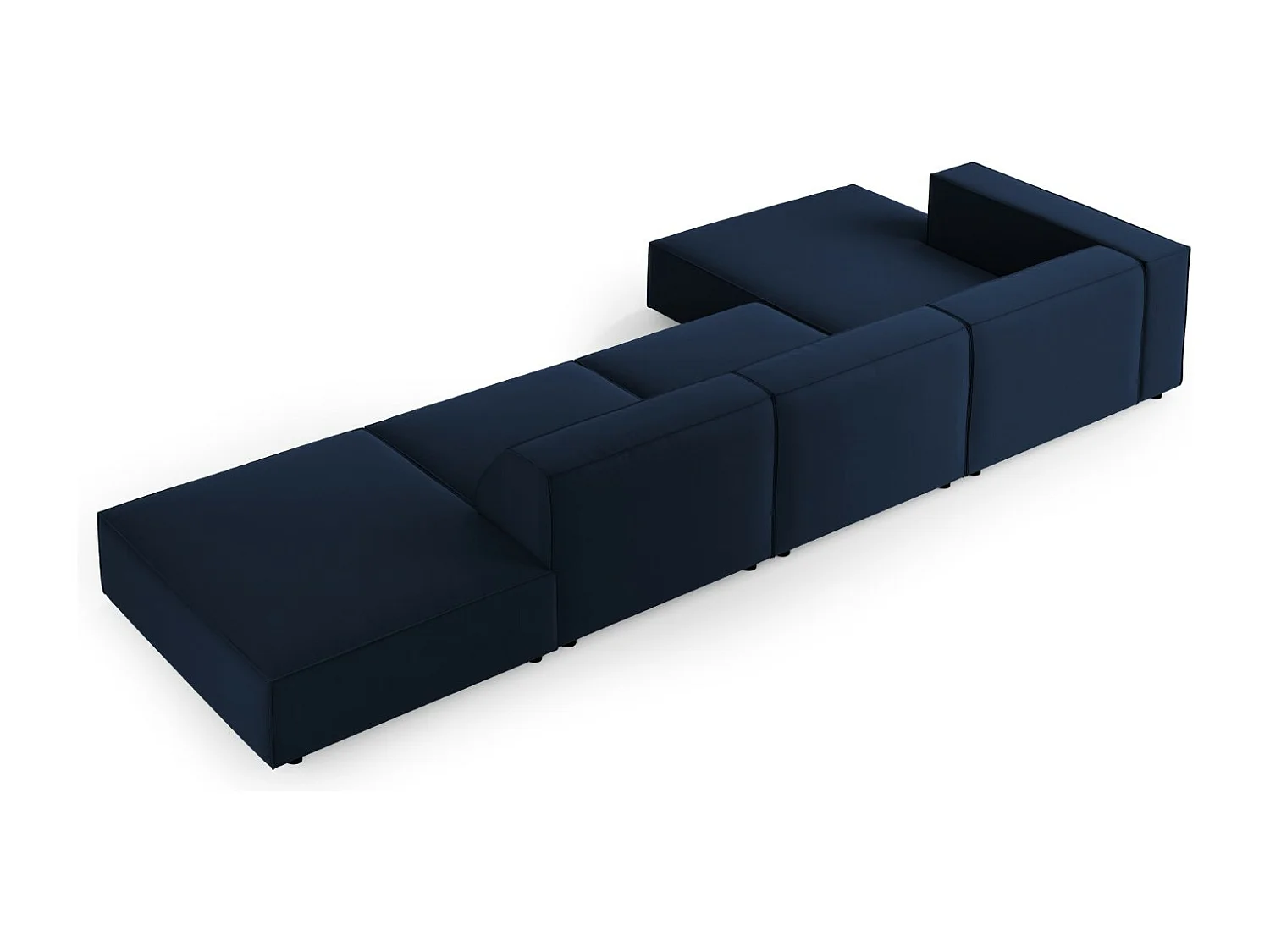 Cosmopolitan Design - Sofá esquinero izquierdo "Arendal" 5 plazas de terciopelo azul regio - 341x166x70cm