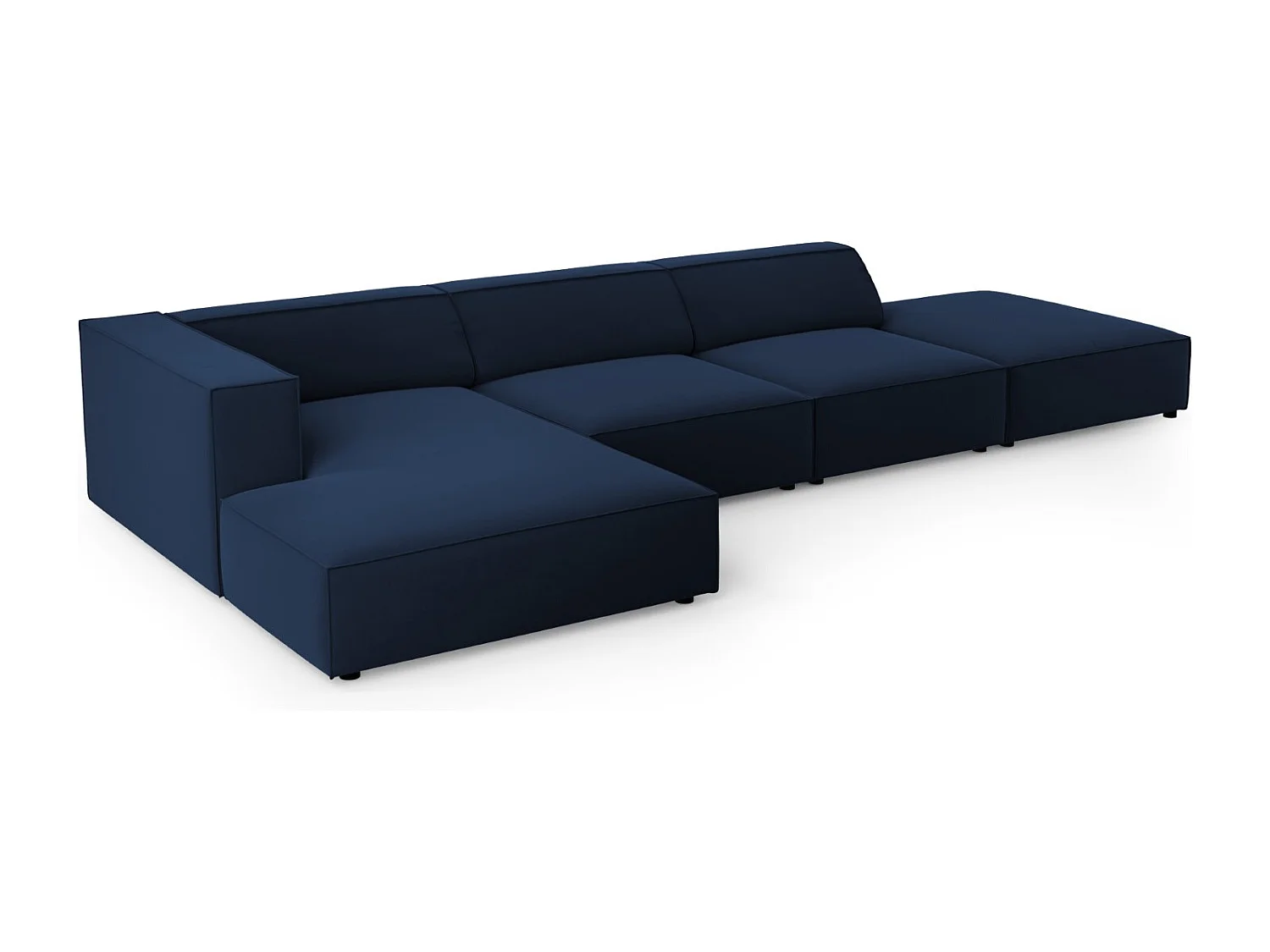 Cosmopolitan Design - Sofá esquinero izquierdo "Arendal" 5 plazas de terciopelo azul regio - 341x166x70cm