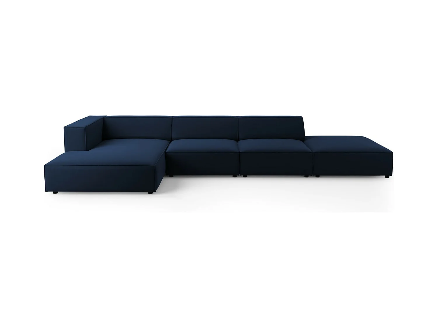 Cosmopolitan Design - Linker hoekbank "Arendal" 5 zitplaatsen, Flueel, Koningsblauw - 341x166x70cm