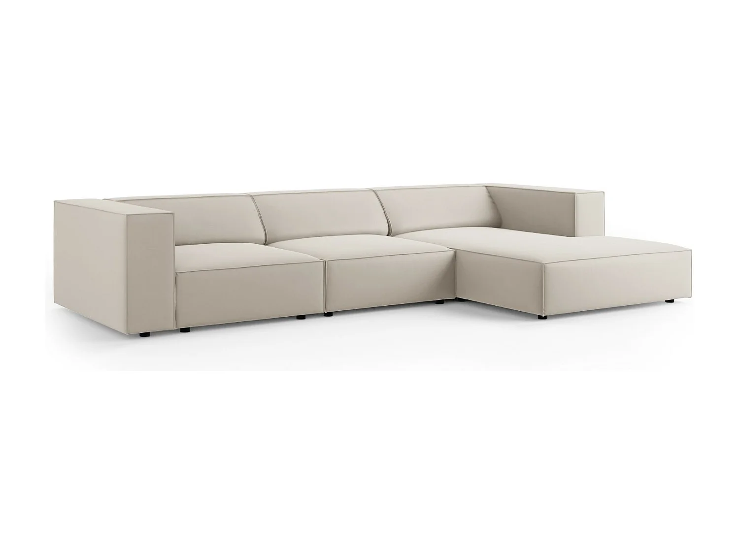 Cosmopolitan Design - Sofá esquinero derecho "Arendal" 4 plazas de terciopelo crudo - 284x166x70cm