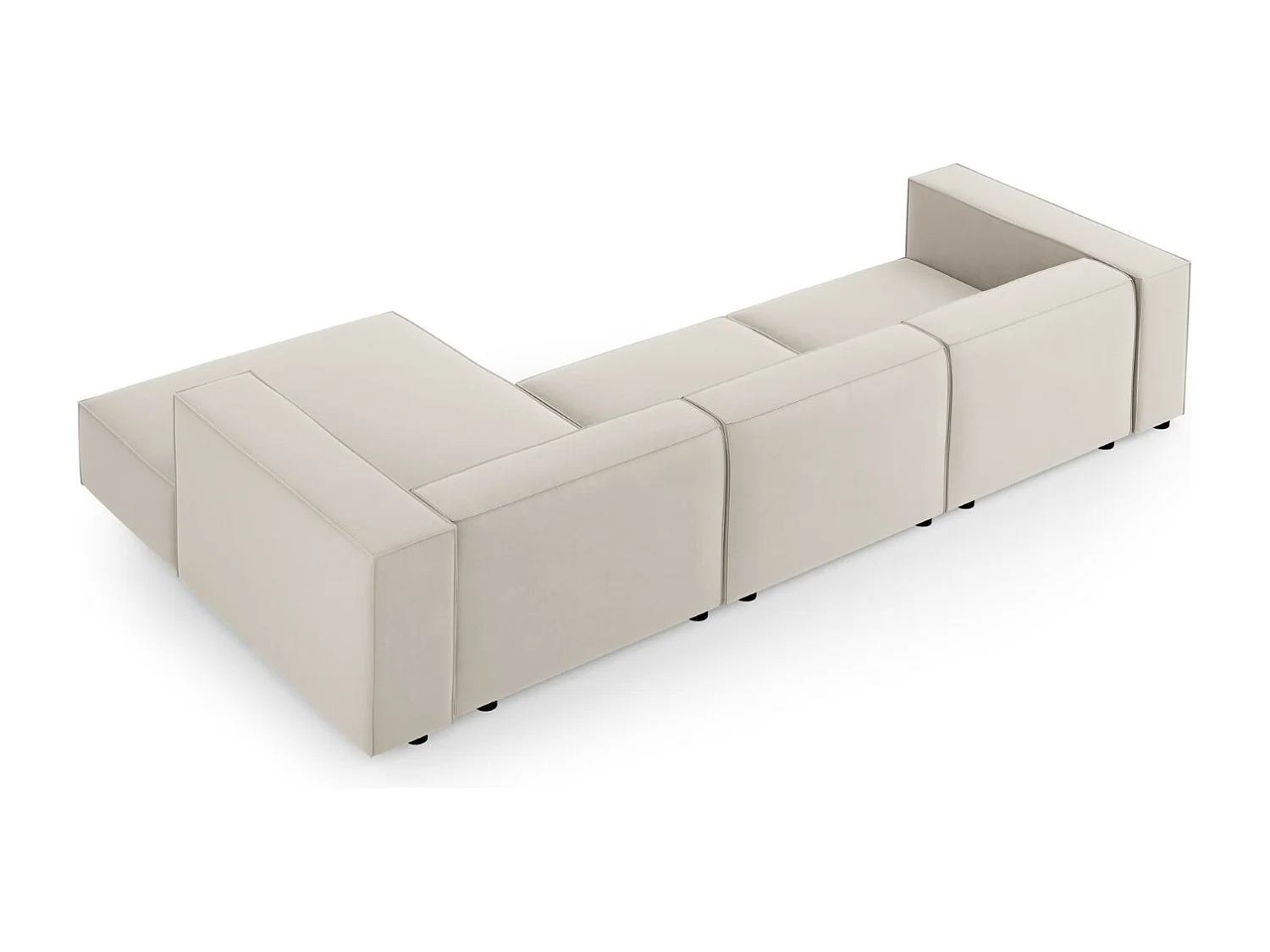 Cosmopolitan Design - Sofá esquinero derecho "Arendal" 4 plazas de terciopelo crudo - 284x166x70cm