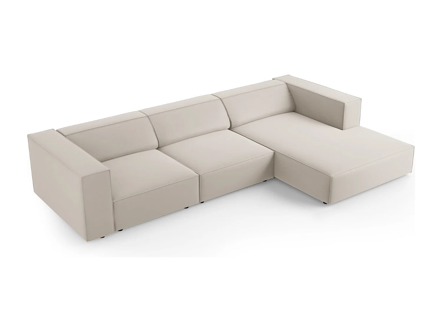 Cosmopolitan Design - Sofá esquinero derecho "Arendal" 4 plazas de terciopelo crudo - 284x166x70cm