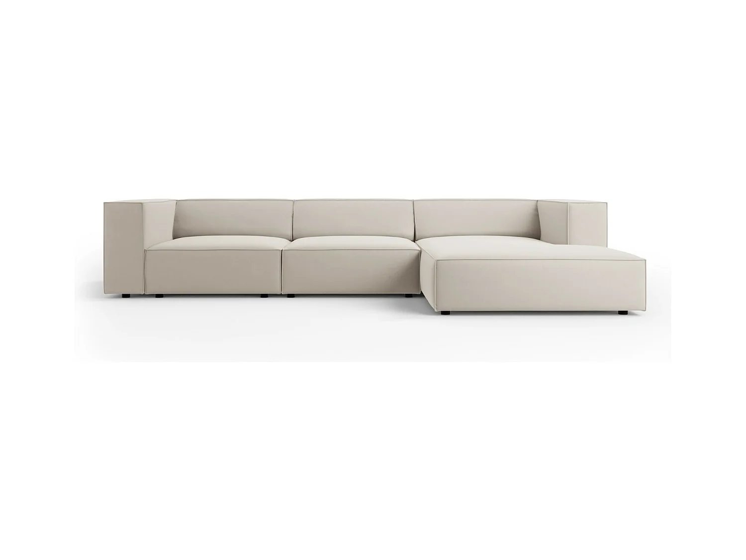 Cosmopolitan Design - Canapé d'angle droit "Arendal" 4 places en velours écru - 284x166x70cm
