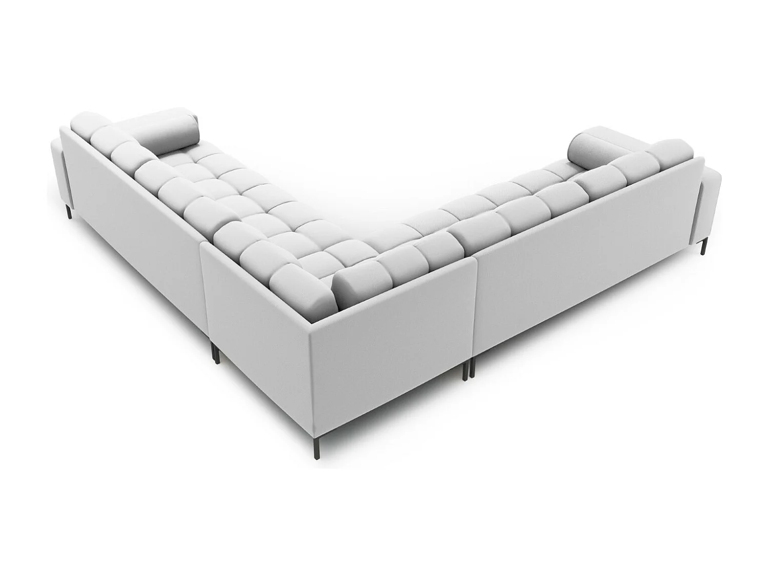 Cosmopolitan Design - Sofá de canto simétrico "Bali" 6 lugares em tecido estrutural cinza claro - 256x256x75cm