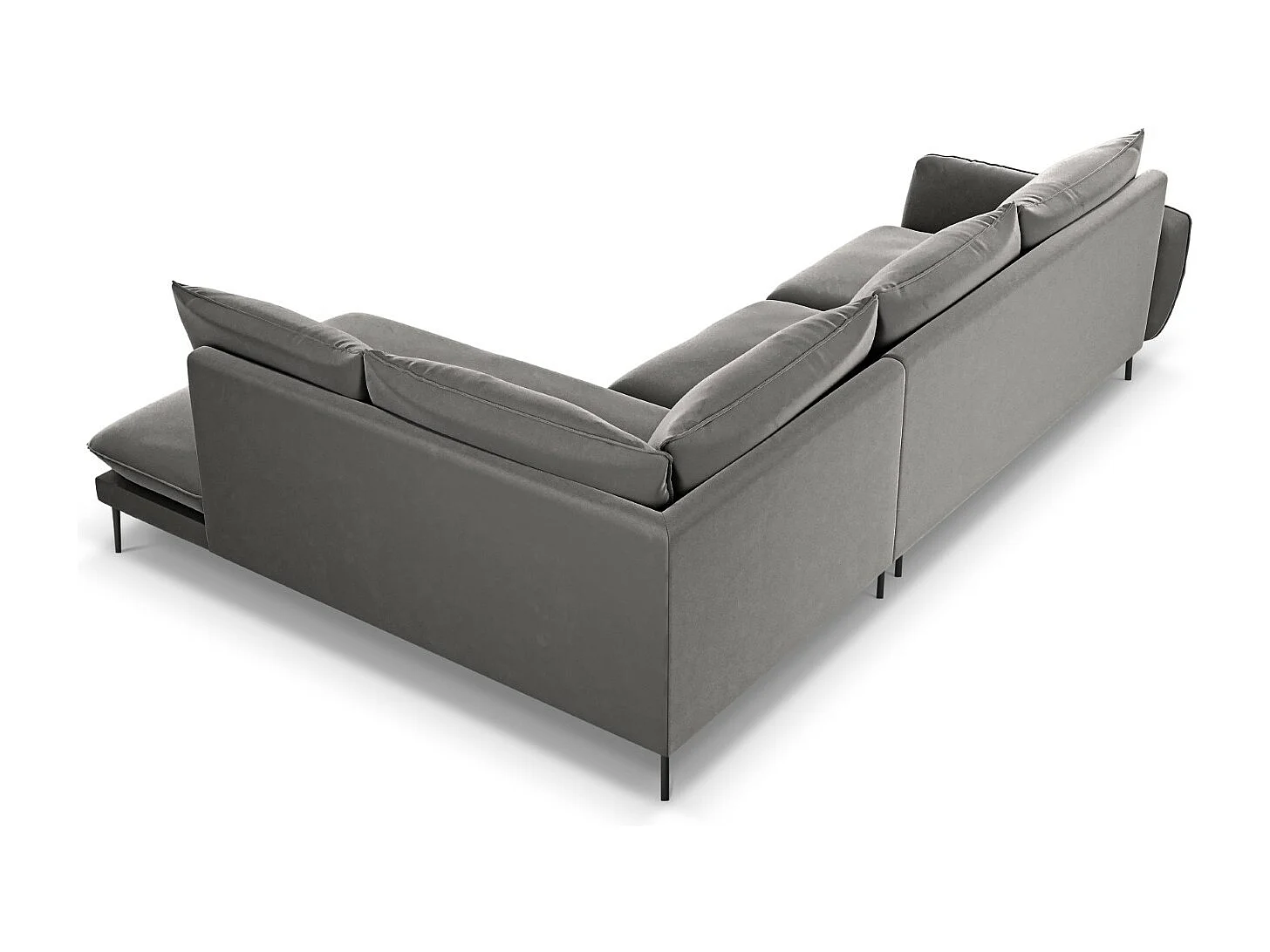 Cosmopolitan Design - Divano angolare destro "Vienna" 6 posti in velluto grigio chiaro - 275x185x95cm