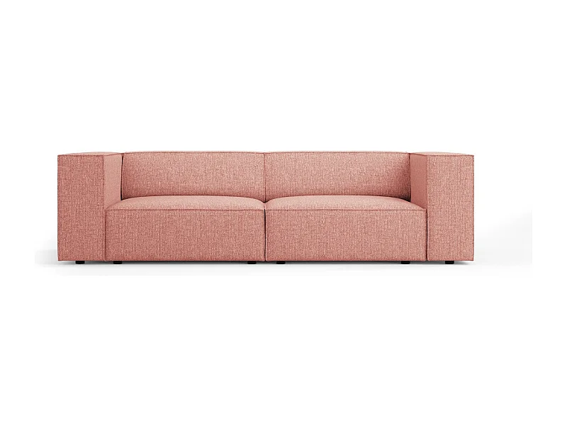 Cosmopolitan Design - Sofá "Arendal" 3 lugares em tecido chenille rosa - 204x102x70cm