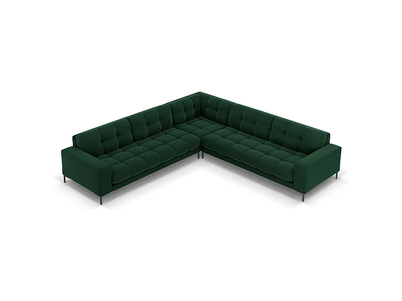 Cosmopolitan Design - 6-Sitzer wendbares Ecksofa "Bali" aus Samt flaschengrün - 256x256x75cm