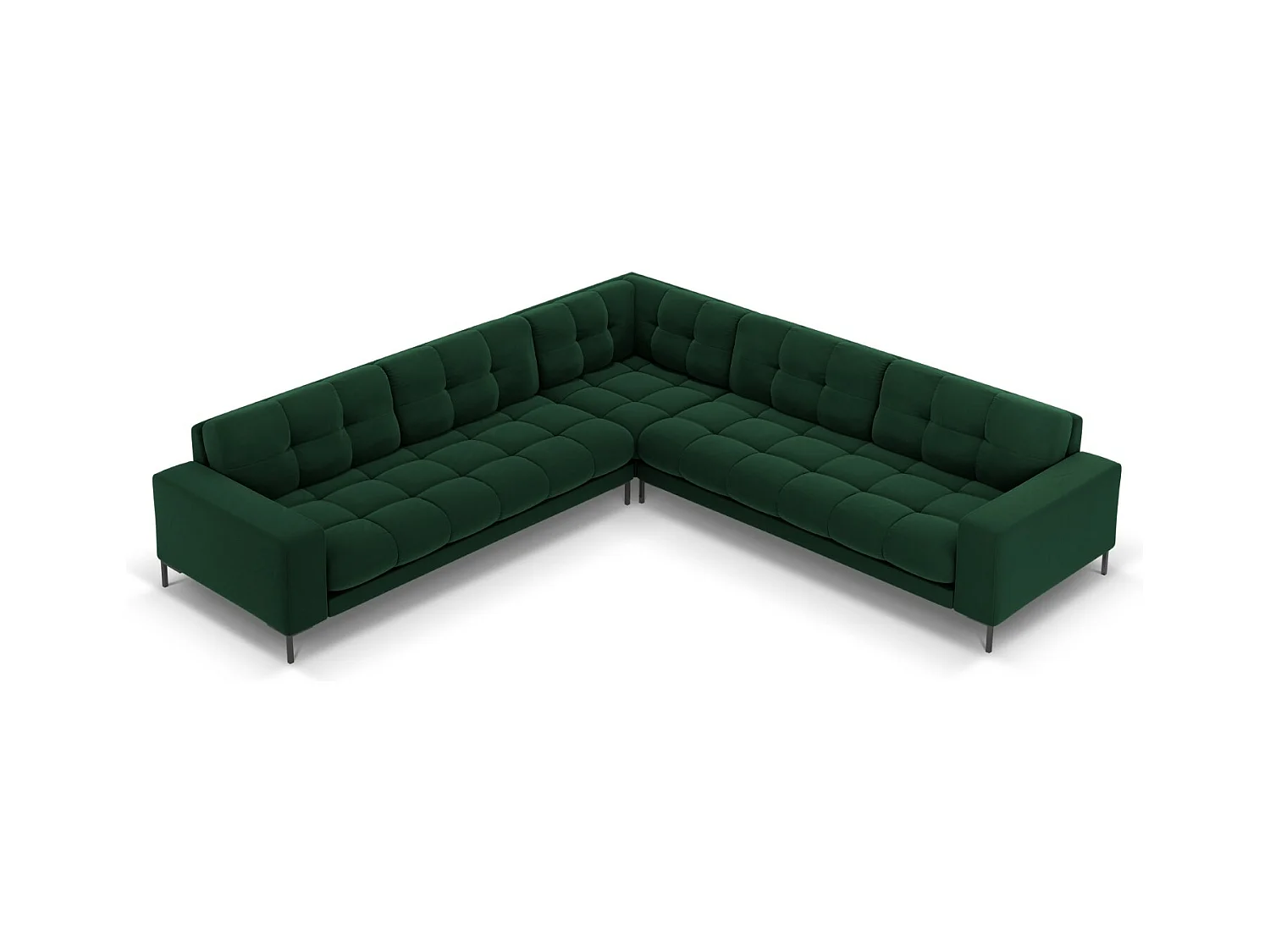 Cosmopolitan Design - Symmetrische hoekbank "Bali" 6 zitplaatsen, Flueel, Flessengroen - 256x256x75cm