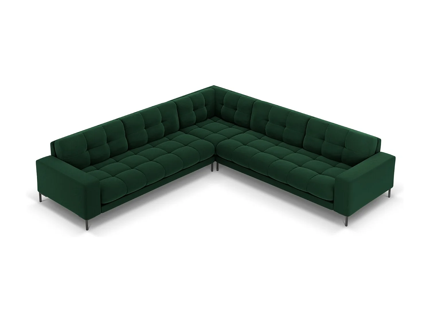 Cosmopolitan Design - Canapé d'angle symétrique "Bali" 6 places en velours vert bouteille - 256x256x75cm