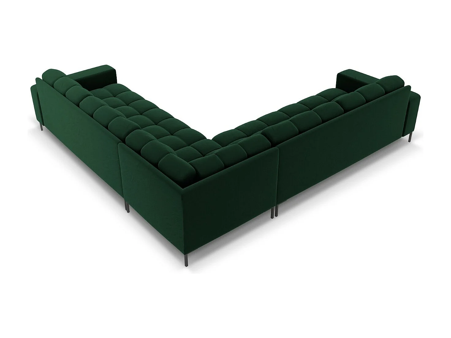 Cosmopolitan Design - Canapé d'angle symétrique "Bali" 6 places en velours vert bouteille - 256x256x75cm
