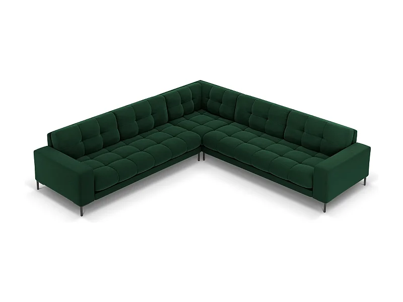 Cosmopolitan Design - Canapé d'angle symétrique "Bali" 6 places en velours vert bouteille - 256x256x75cm