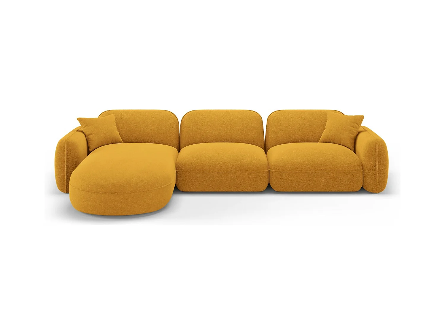 CXL by Christian Lacroix - Modulaire hoekbank links "Lucien" 4 zitplaatsen, Flueel, Mosterd - 320x165x70cm