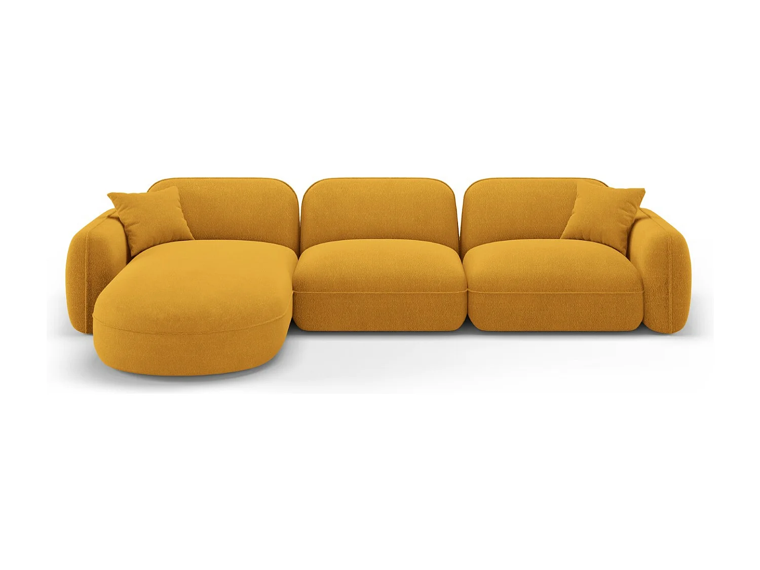 CXL by Christian Lacroix - Canapé d'angle gauche modulable "Lucien" 4 places en velours moutarde - 320x165x70cm