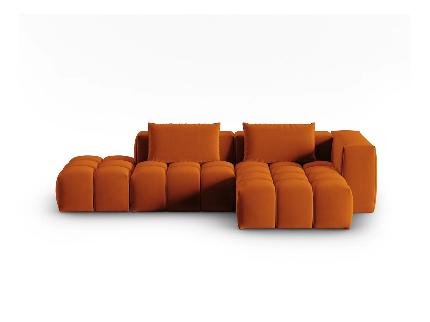 CXL by Christian Lacroix - Modulaire hoekbank rechts "Lorella" 4 zitplaatsen, Flueel, Terracotta - 265x145x70cm