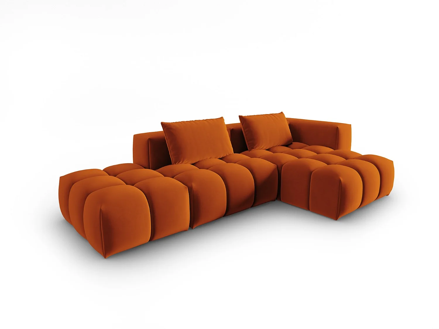 CXL by Christian Lacroix - Canapé d'angle droit modulable "Lorella" 4 places en velours terracotta - 265x145x70cm