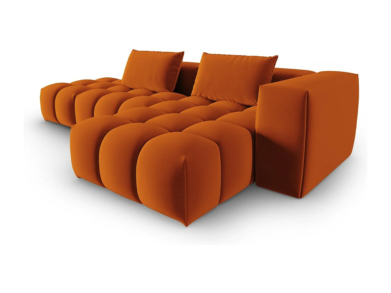 CXL by Christian Lacroix - Canapé d'angle droit modulable "Lorella" 4 places en velours terracotta - 265x145x70cm