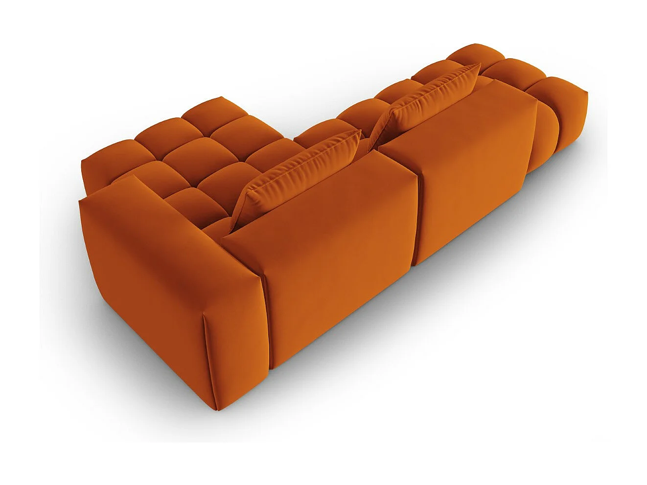 CXL by Christian Lacroix - Canapé d'angle droit modulable "Lorella" 4 places en velours terracotta - 265x145x70cm