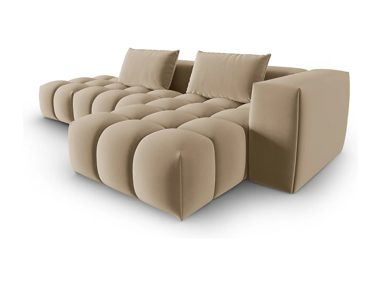 CXL by Christian Lacroix - Divano angolare modulare destro "Lorella" 4 posti in velluto sabbia - 265x145x70cm