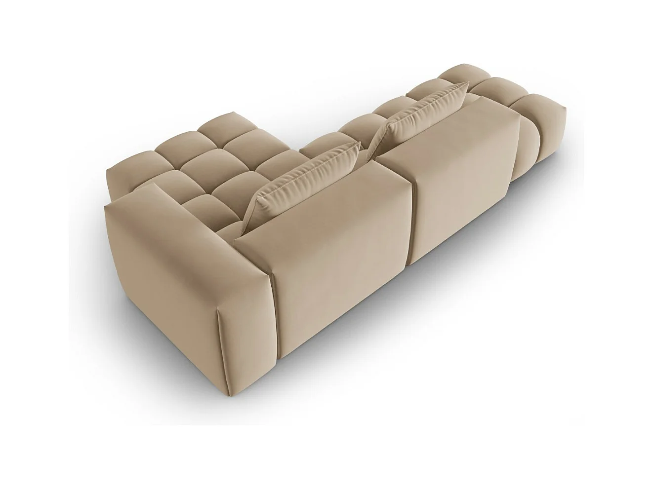 CXL by Christian Lacroix - Divano angolare modulare destro "Lorella" 4 posti in velluto sabbia - 265x145x70cm