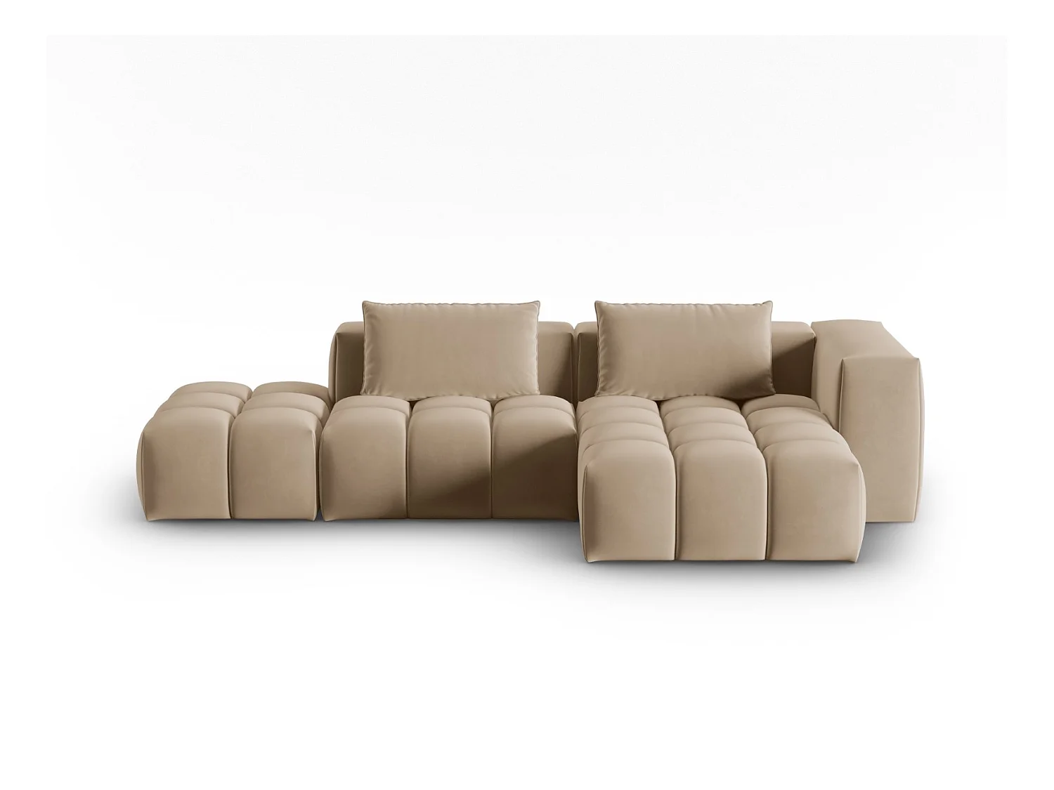 CXL by Christian Lacroix - Modulaire hoekbank rechts "Lorella" 4 zitplaatsen, Flueel, Zand - 265x145x70cm