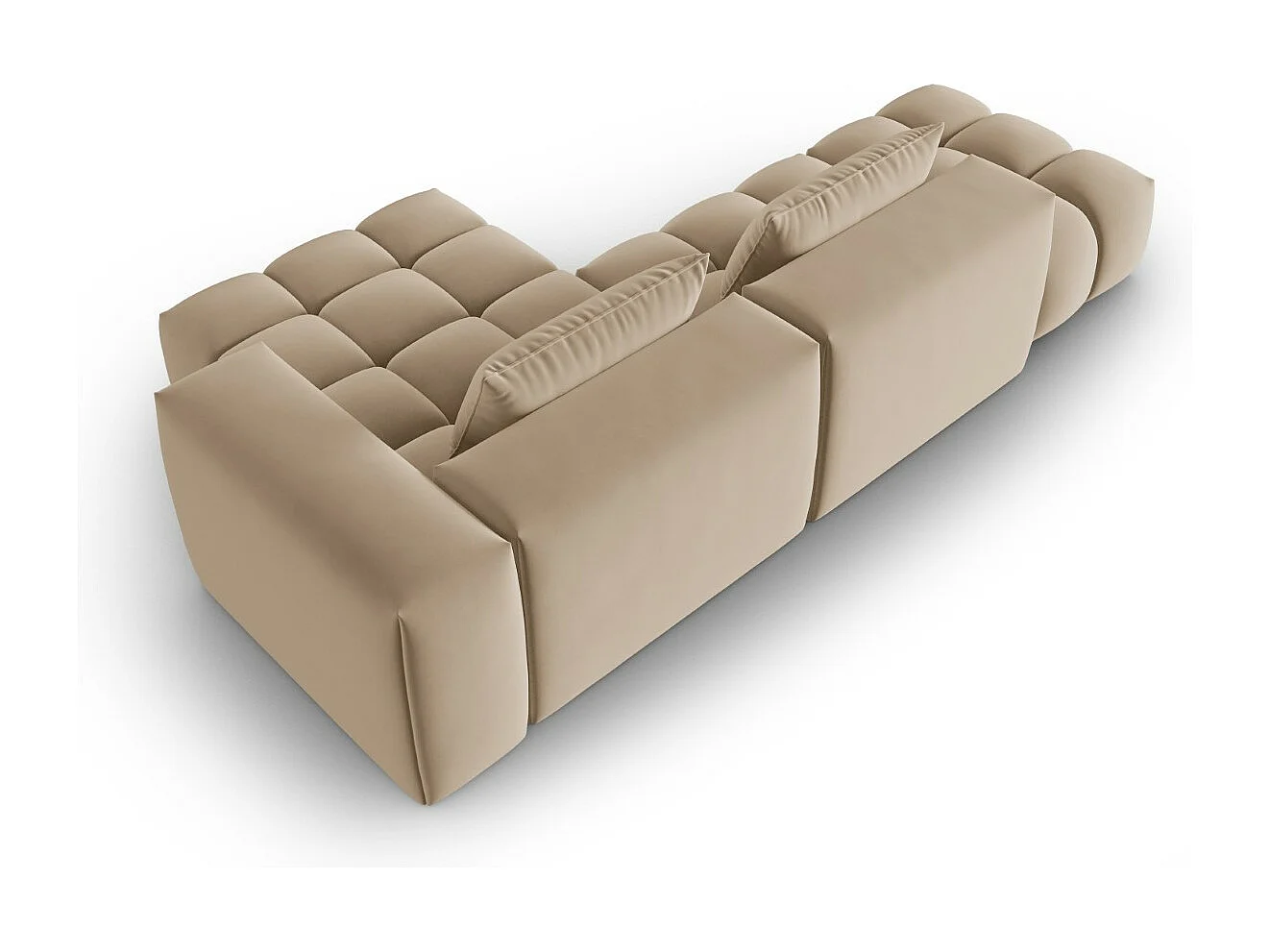 CXL by Christian Lacroix - Canapé d'angle droit modulable "Lorella" 4 places en velours le sable - 265x145x70cm