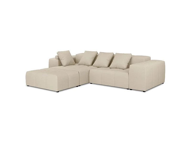 Cosmopolitan Design - Sofá esquinero modular reversible "Rome" 5 plazas de tejido estructural beige - 320x240x75cm