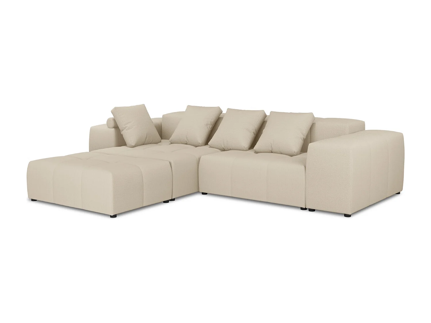Cosmopolitan Design - 5-Sitzer modulares symmetrisches Ecksofa "Rome" aus strukturiertem Stoff beige - 320x240x75cm