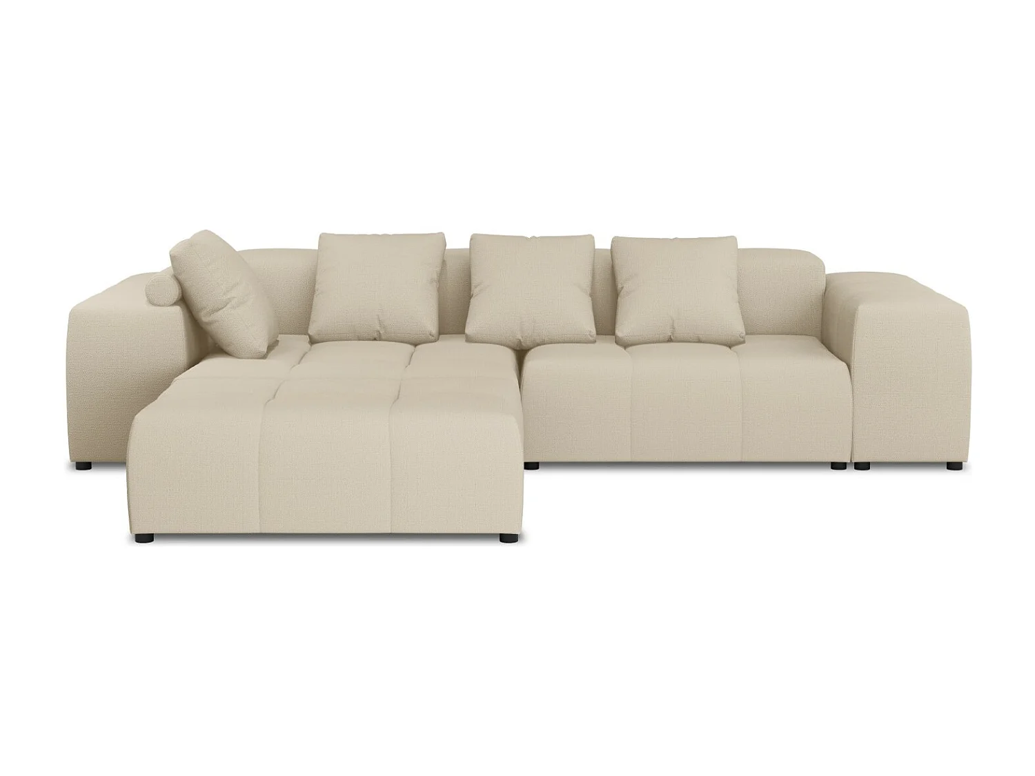 Cosmopolitan Design - Sofá de canto modular simétrico "Rome" 5 lugares em tecido estrutural bege - 320x240x75cm