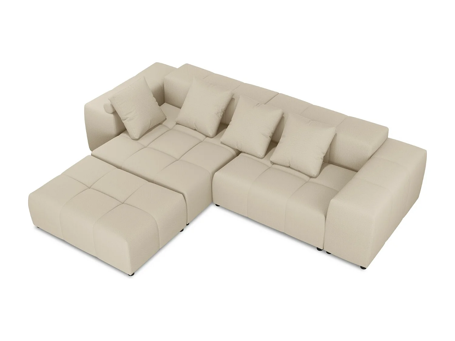 Cosmopolitan Design - Sofá de canto modular simétrico "Rome" 5 lugares em tecido estrutural bege - 320x240x75cm